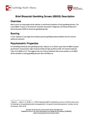 Brief Biosocial Gambling Screen (BBGS) Questionnaire