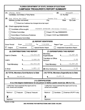 Florida Campaign Treasurer's Report
