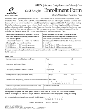 Health Net Medicare Advantage Gold Benefits Enrollment Form
