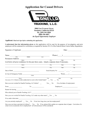 Application for Casual Drivers