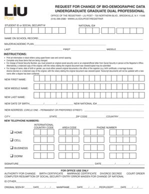 Request for Change of Biographic Data