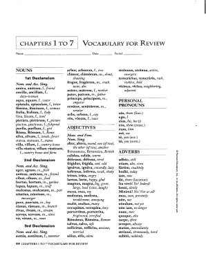 Latin Vocabulary Review Form