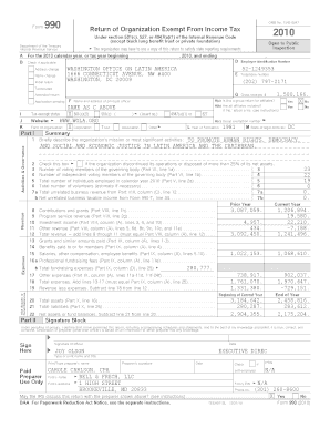 Form 990 Return of Organization Exempt From Income Tax 2010