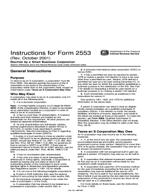 Form 2553 Election by a Small Business Corporation