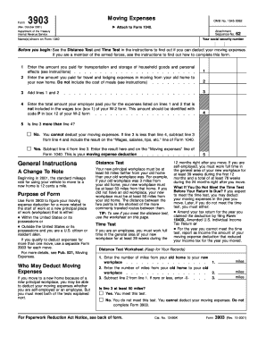 IRS Form 3903 Moving Expenses