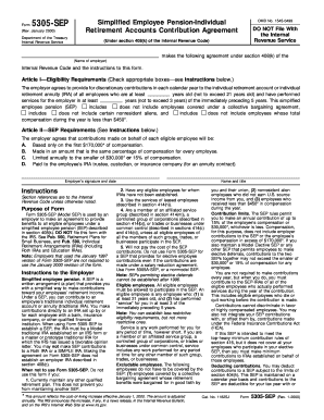 Form 5305-SEP Simplified Employee Pension Agreement