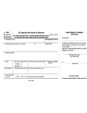 IRS Form 2063 Departing Alien Income Tax Statement