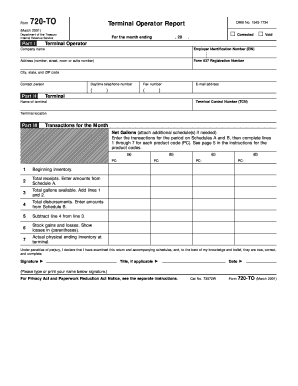 IRS Form 720-TO Terminal Operator Report
