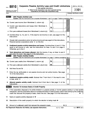 IRS Form 8810 Corporate Passive Activity Loss
