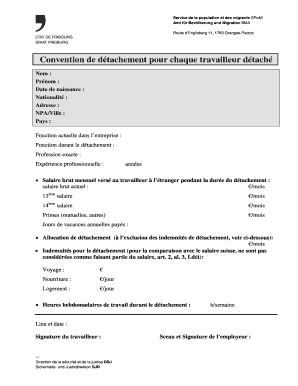 Convention de détachement pour chaque travailleur détaché