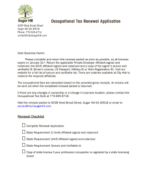 Sugar Hill Business License Renewal Packet