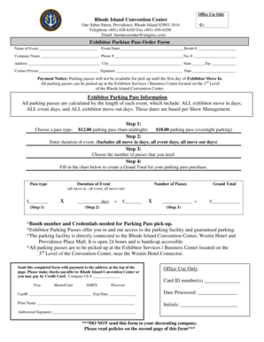 Exhibitor Parking Pass Order Form