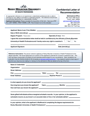 Letter of Recommendation Form