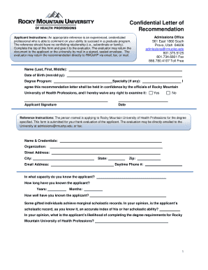 Confidential Letter of Recommendation