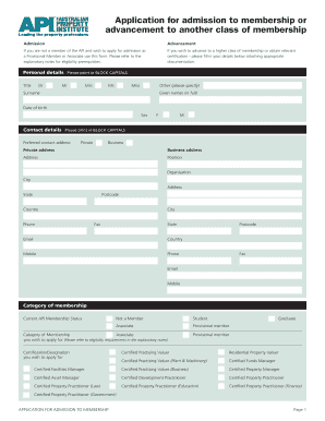 API Membership Application Form