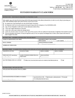 Extended Warranty Claim Form
