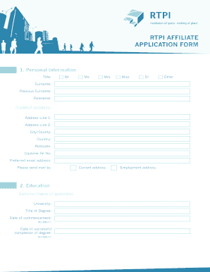 RTPI Affiliate Application Form
