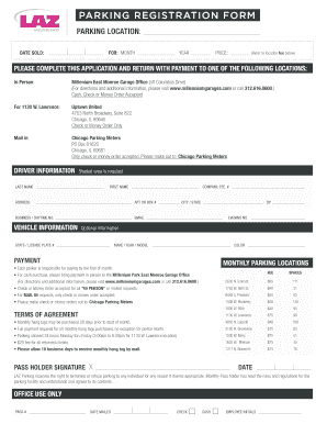 Chicago Parking Registration Form