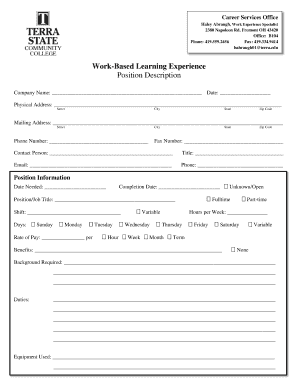 Work-Based Learning Experience Form