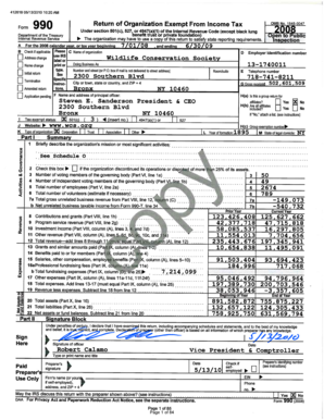 Form 990 2008 Wildlife Conservation Society