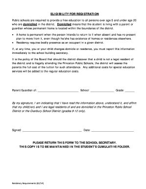 Princeton Public Schools Residency Affidavit