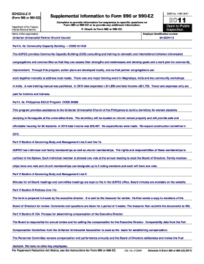 Schedule O for Form 990 or 990-EZ