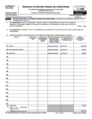 Schedule F Form 990 Statement of Activities Outside the United States