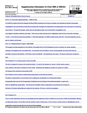 Schedule O for Form 990 or 990-EZ