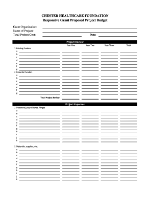 Responsive Grant Proposed Project Budget
