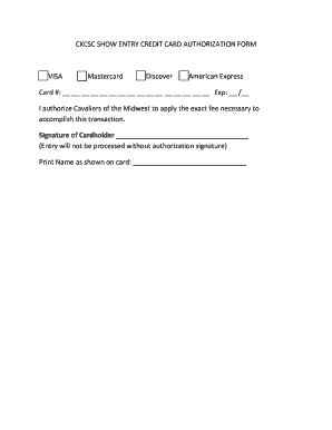 Credit Card Authorization Form