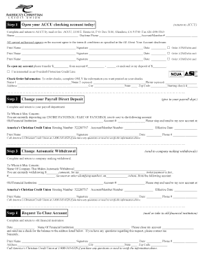 ACCU Checking Account Opening Form
