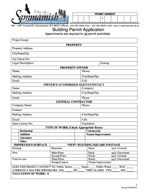 us Building Permit Application Appointments are required for all permit submittals Project Scope: PROPERTY Property Address: City/State/Zip: Tax Parcel No: Legal Description: Zoning: PROPERTY OWNER Phone: Name: Mailing Address: Email: Name: