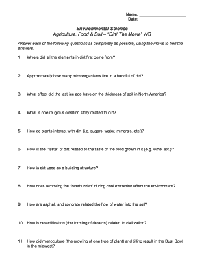 Environmental Science Dirt The Movie Worksheet Answers - Fill and Sign  Printable Template Online