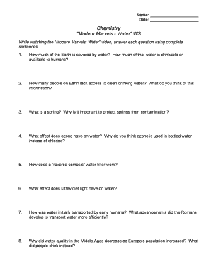 Modern Marvels Water Worksheet