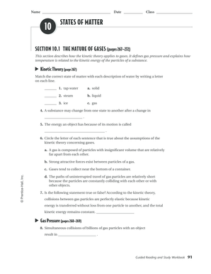 States of Matter Worksheet