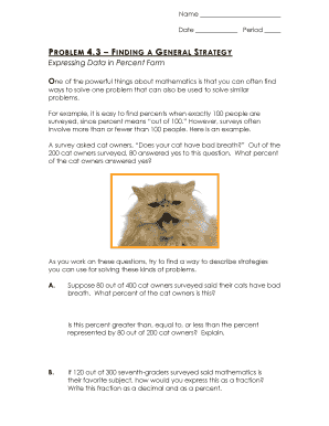 Math Worksheet: Expressing Data in Percent Form