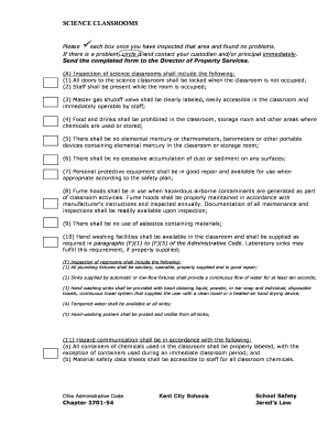 Science Classroom Inspection Form