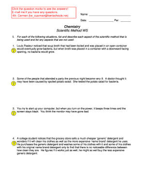 Chemistry Scientific Method Worksheet