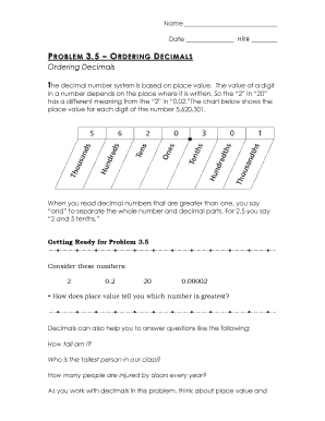 PROBLEM 35 ORDERING DECIMALS Ordering Decimals