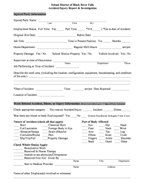School District Accident Injury Report Form