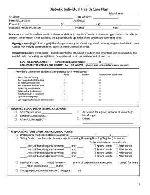 Diabetic Individual Health Care Plan
