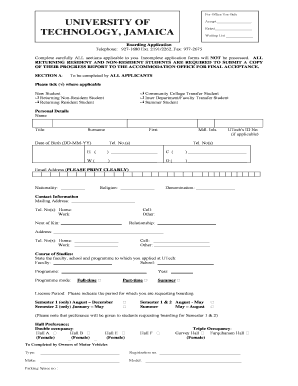 University of Technology Boarding Application
