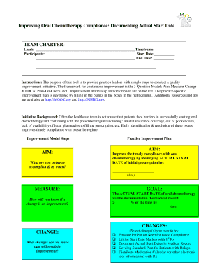 Oral Chemotherapy Compliance Improvement Form