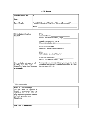 ADR Mediation Form