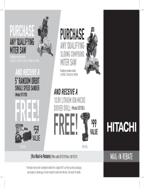 Hitachi Tool Mail-In Rebate Form