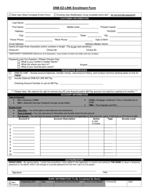 DNB EZ-Link Enrollment Form