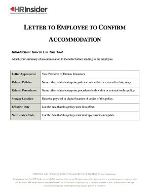 Employee Accommodation Confirmation Letter