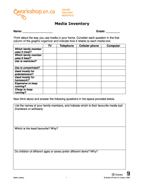 Media Inventory Form