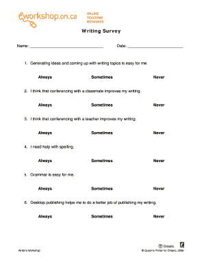 Writing Survey Form