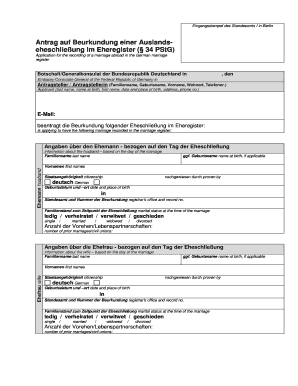 Antrag auf Beurkundung einer Auslands-Eheschließung im Eheregister